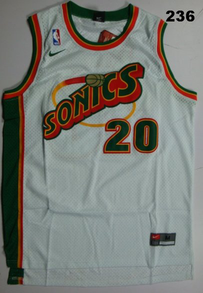 NBA Seattle Sonics 20 Gary Payton Throwback White Jersey